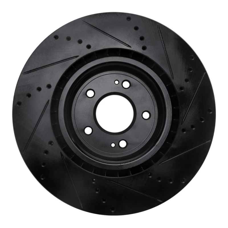 R1 08-15 Mitsubishi Lancer Front Left Drilled & Slotted Black Brake Rotor - Image 5