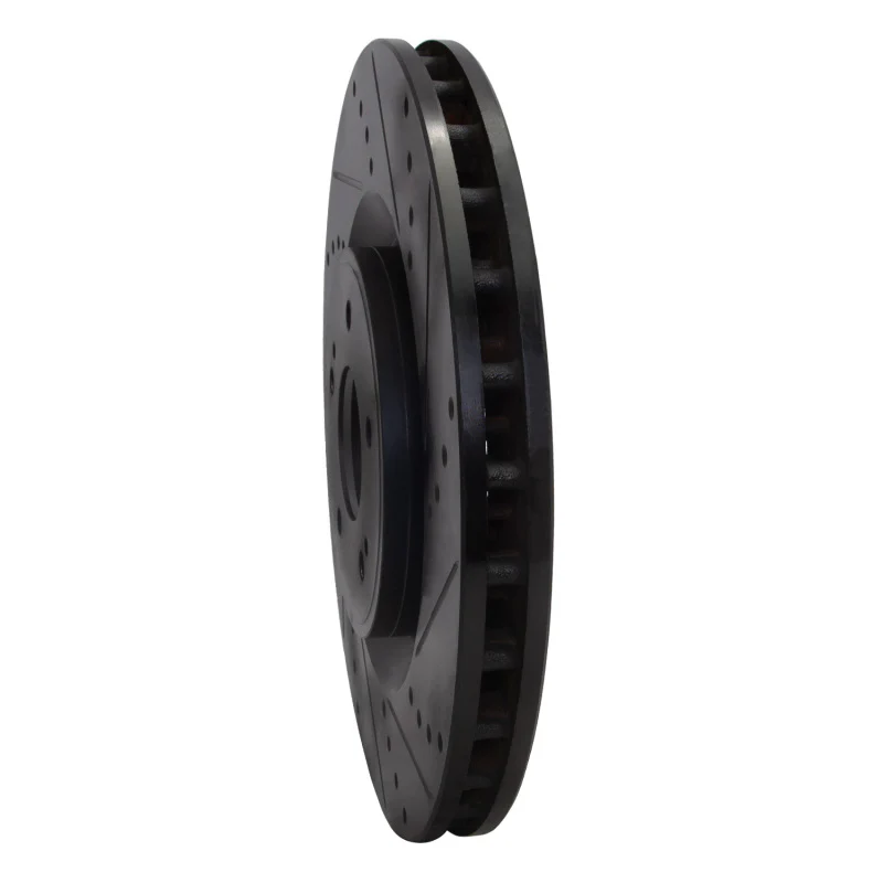 R1 08-15 Mitsubishi Lancer Front Right Drilled & Slotted Black Brake Rotor - Image 4