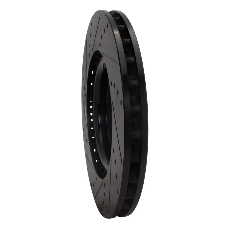 R1 08-15 Mitsubishi Lancer Front Right Drilled & Slotted Black Brake Rotor - Image 5