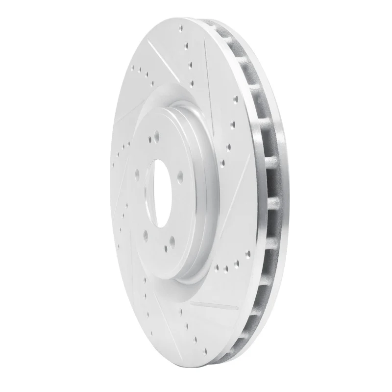 R1 08-15 Mitsubishi Lancer Front Right Drilled & Slotted Silver Brake Rotor - Image 4
