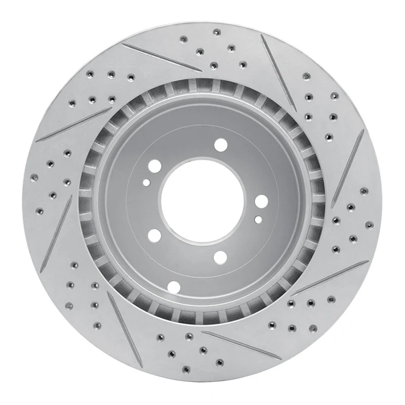 R1 08-15 Mitsubishi Lancer Rear Left Drilled & Slotted Geo-Carbon Rotor - Image 2