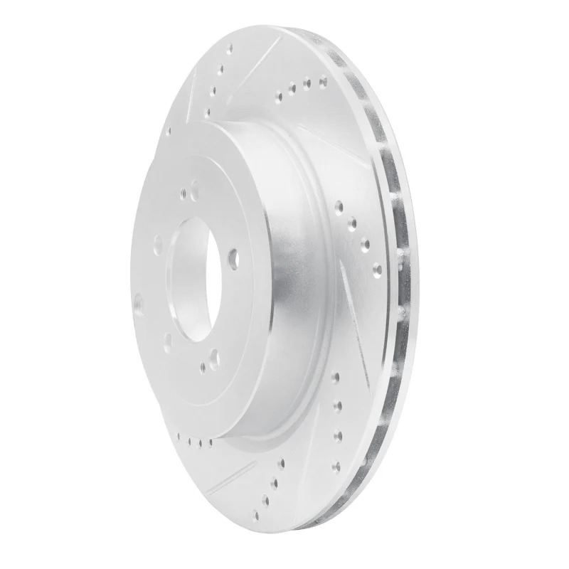 R1 08-15 Mitsubishi Lancer Rear Left Drilled & Slotted Silver Brake Rotor - Image 5