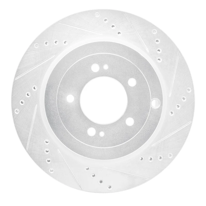 R1 08-15 Mitsubishi Lancer Rear Right Drilled & Slotted Silver Brake Rotor