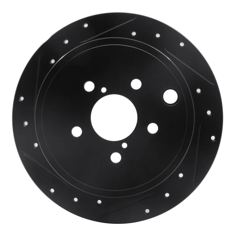 R1 08-15 Subaru Forester Rear Left Drilled & Slotted Black Brake Rotor