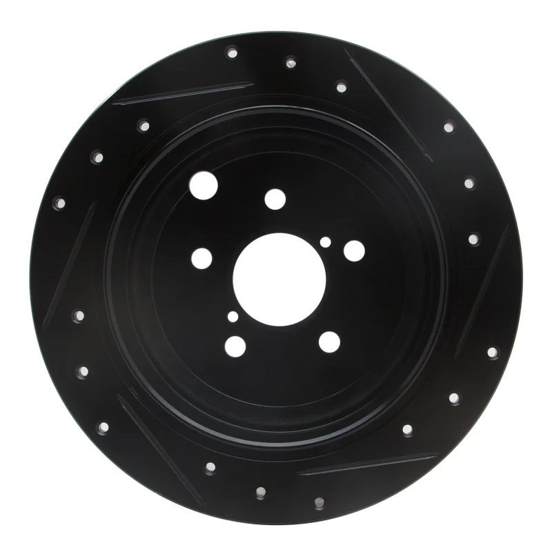 R1 08-15 Subaru Forester Rear Left Drilled & Slotted Black Brake Rotor - Image 5