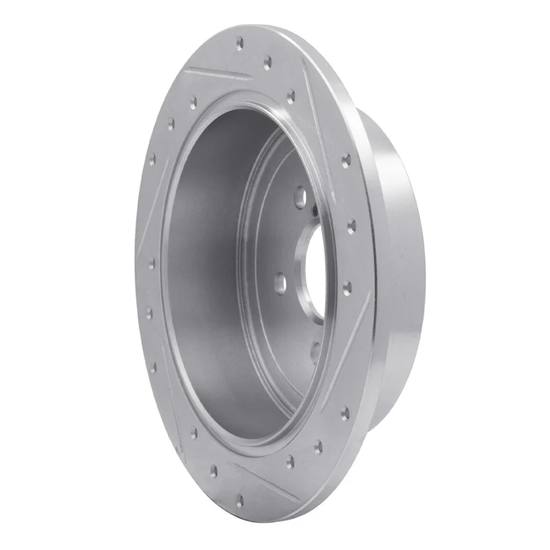 R1 08-15 Subaru Impreza Rear Left Drilled & Slotted Silver Brake Rotor - Image 2
