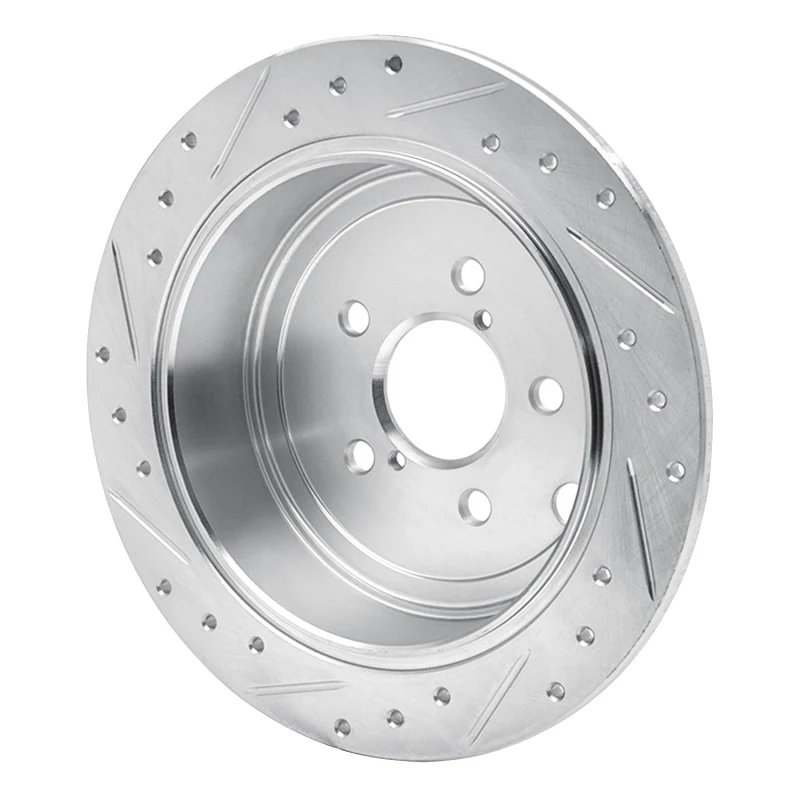 R1 08-15 Subaru WRX Rear Right Drilled & Slotted Silver Brake Rotor - Image 2
