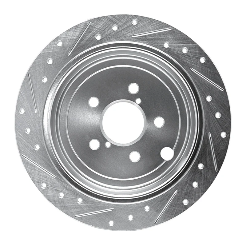 R1 08-15 Subaru WRX Rear Right Drilled & Slotted Silver Brake Rotor - Image 3