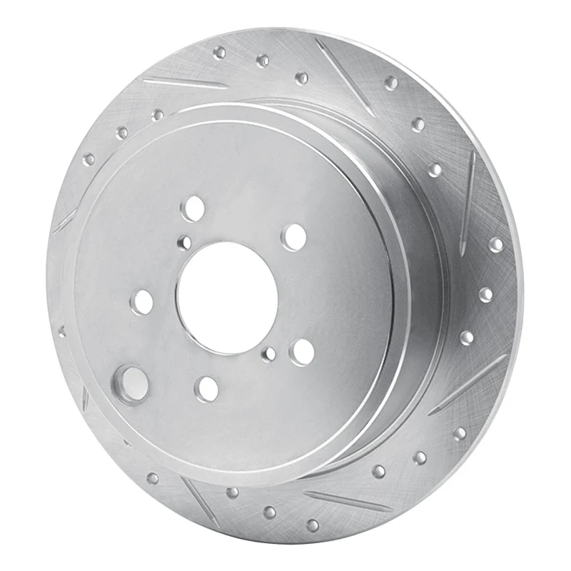 R1 08-15 Subaru WRX Rear Right Drilled & Slotted Silver Brake Rotor - Image 4