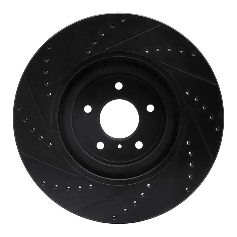 R1 08-25 Infiniti Q50 Front Right Drilled & Slotted Black Brake Rotor - Image 2