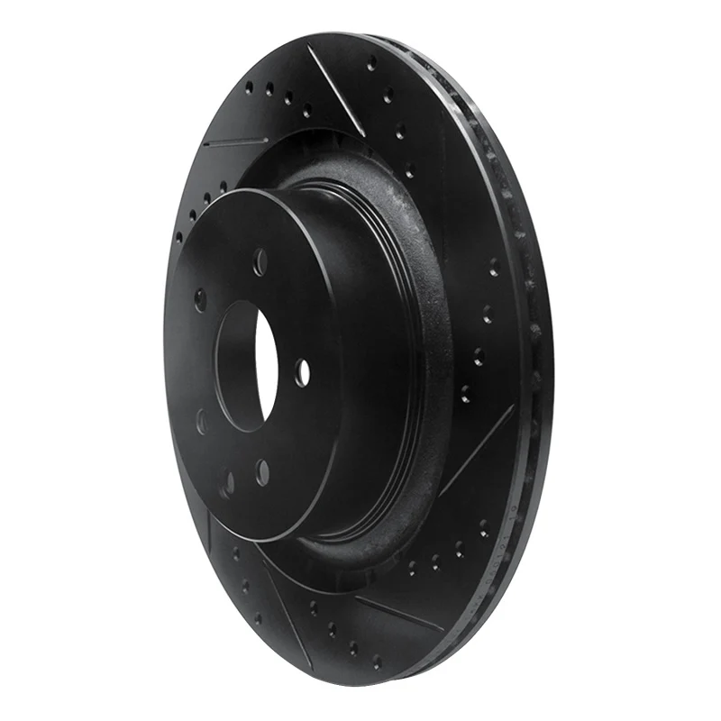 R1 08-25 Infiniti Q60 Rear Right Drilled & Slotted Black Brake Rotor - Image 2