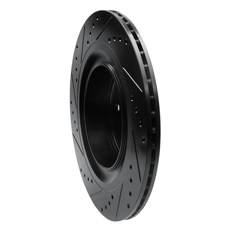 R1 08-25 Infiniti Q60 Rear Right Drilled & Slotted Black Brake Rotor - Image 3