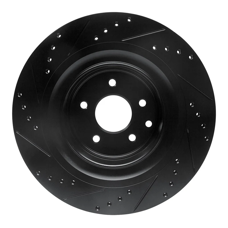 R1 08-25 Infiniti Q60 Rear Right Drilled & Slotted Black Brake Rotor - Image 5