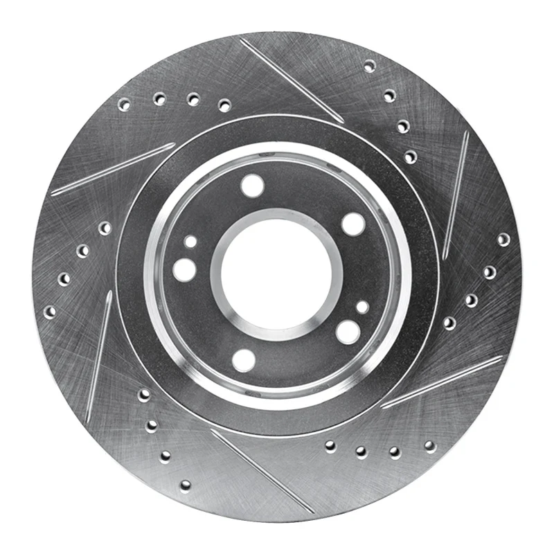 R1 09-15 Mitsubishi Lancer Front Left Drilled & Slotted Silver Brake Rotor - Image 5