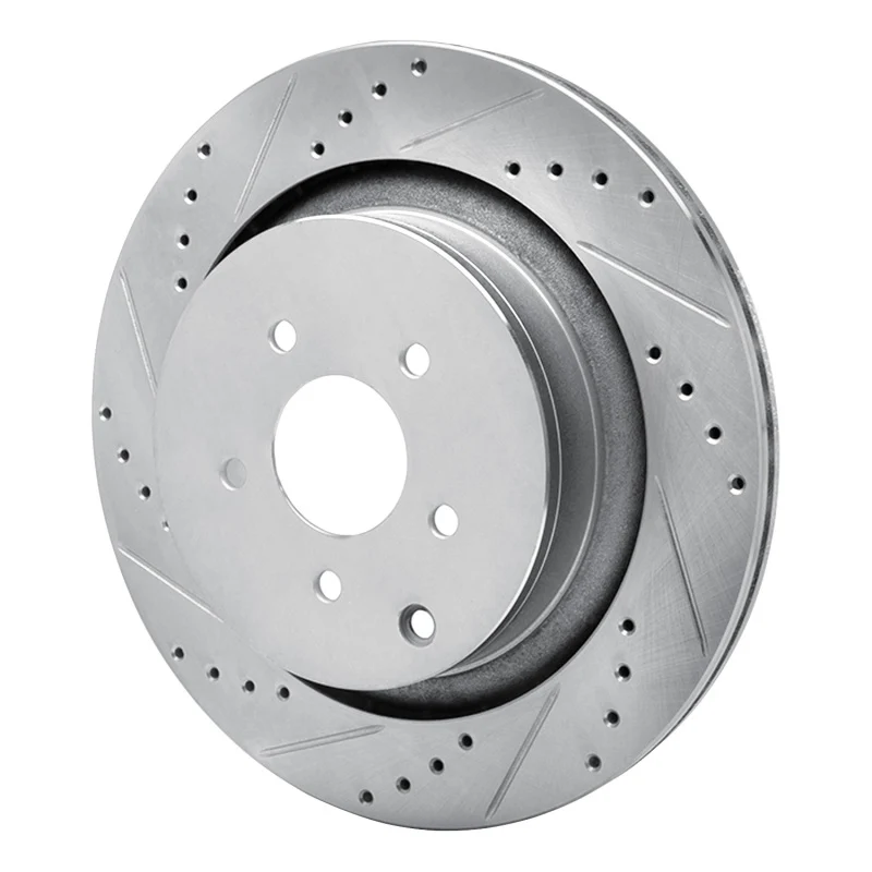 R1 09-24 Infiniti Q50 Rear Left Drilled & Slotted Silver Brake Rotor - Image 4