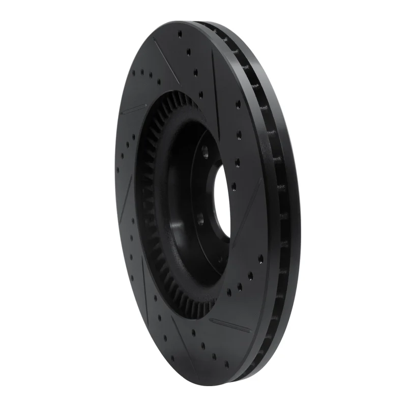 R1 10-16 Hyundai Genesis Coupe Front Left Drilled & Slotted Black Brake Rotor - Image 5