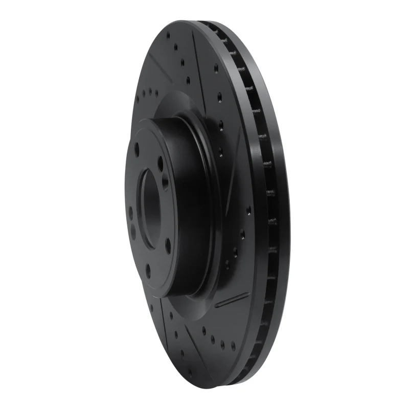 R1 10-16 Hyundai Genesis Coupe Front Right Drilled & Slotted Black Brake Rotor - Image 4
