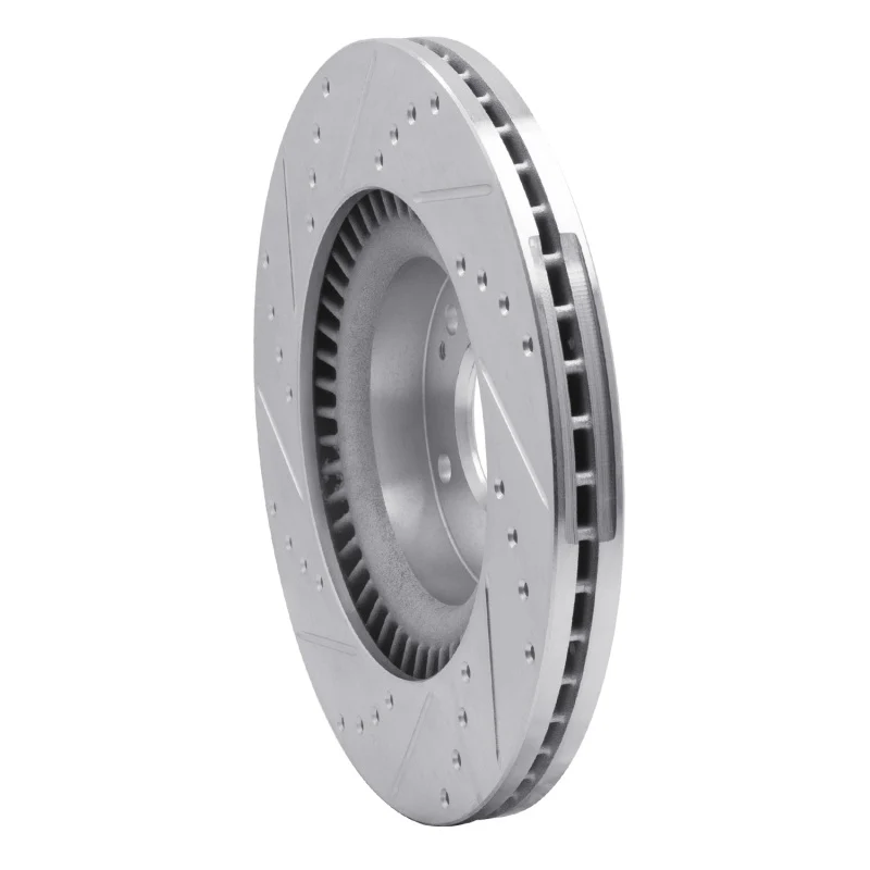 R1 10-16 Hyundai Genesis Coupe Front Right Drilled & Slotted Silver Brake Rotor - Image 2