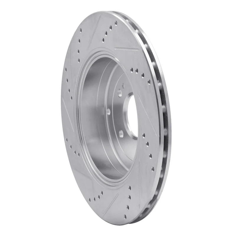 R1 10-16 Hyundai Genesis Coupe Rear Right Drilled & Slotted Silver Brake Rotor - Image 4