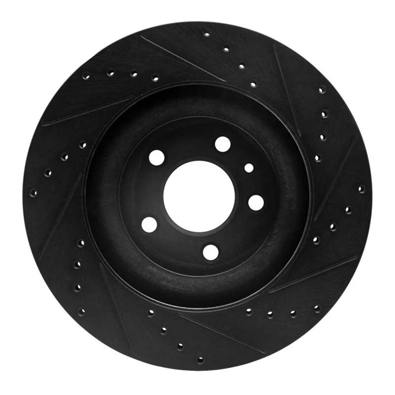 R1 11-14 Ford Mustang Front Left Drilled & Slotted Black Brake Rotor - Image 2