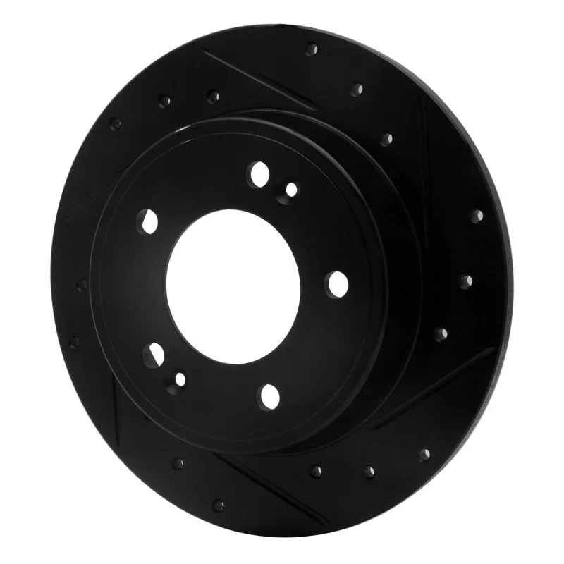 R1 11-25 Hyundai Elantra Coupe Rear Right Drilled & Slotted Black Brake Rotor - Image 4