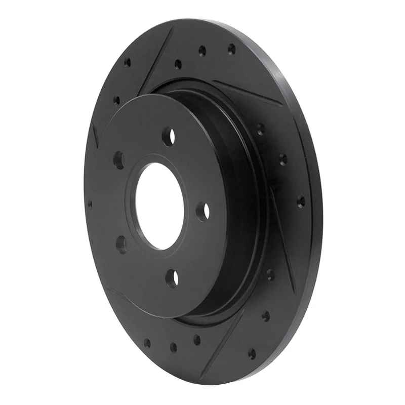 R1 12-18 Ford Focus Rear Left Drilled & Slotted Black Brake Rotor - Image 3