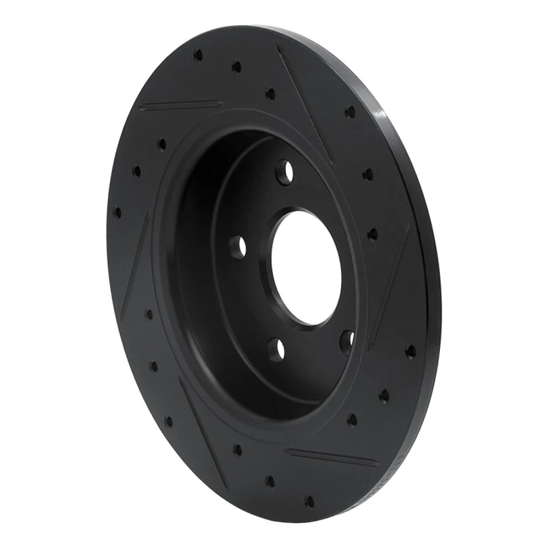R1 12-18 Ford Focus Rear Left Drilled & Slotted Black Brake Rotor - Image 4