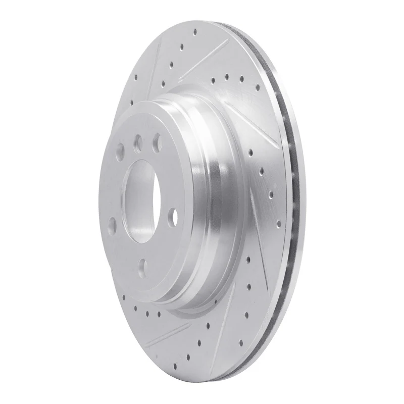R1 12-20 BMW 340I Rear Left Drilled & Slotted Silver Brake Rotor - Image 2