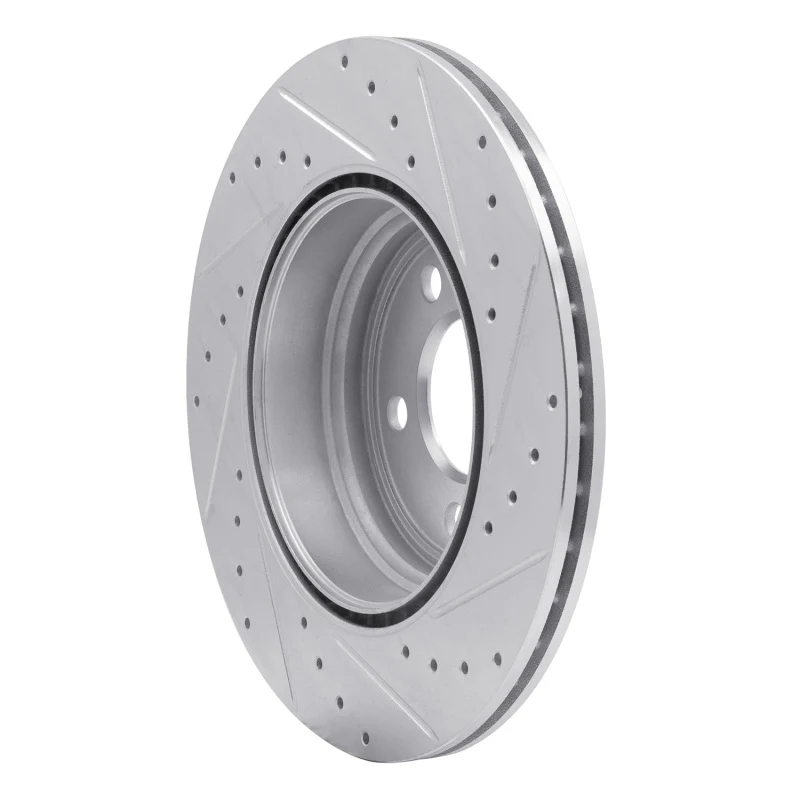 R1 12-20 BMW 340I Rear Left Drilled & Slotted Silver Brake Rotor - Image 3