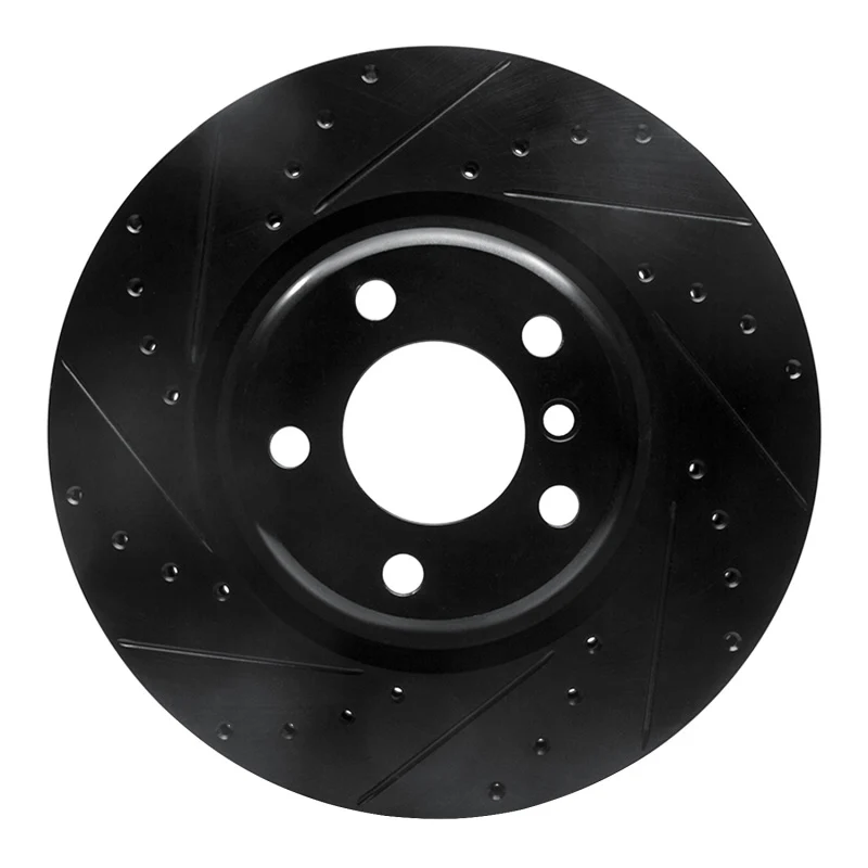 R1 12-20 BMW M240I Coupe & Convertible Rear Left Drilled & Slotted Black Brake Rotor