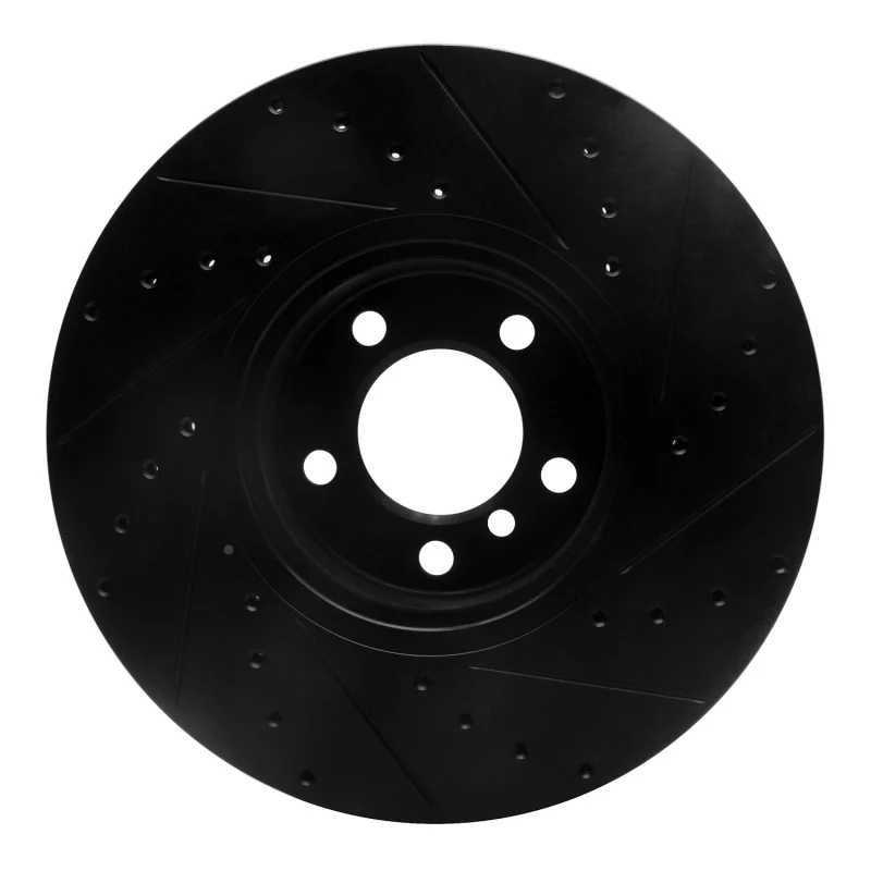 R1 12-21 BMW 228I Front Left Drilled & Slotted Black Brake Rotor - Image 2