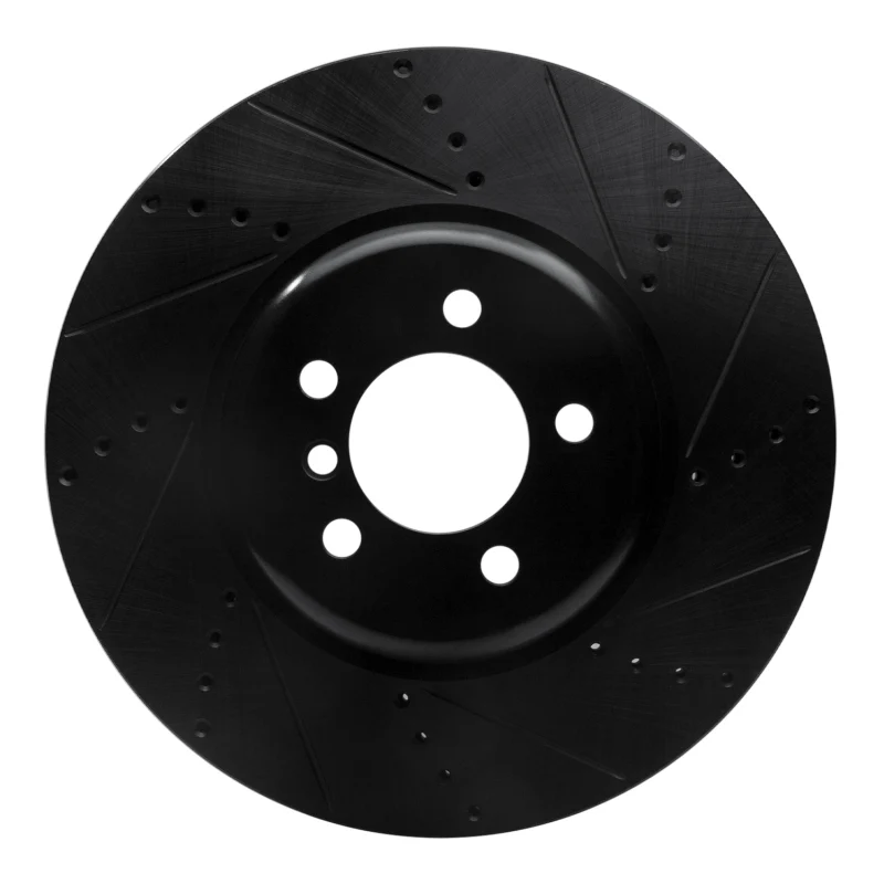 R1 13-20 BMW 440I Coupe Front Right Drilled & Slotted Black Brake Rotor