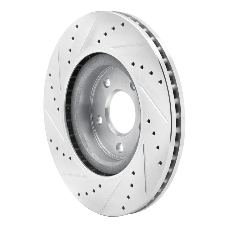 R1 13-25 Infiniti JX35 Front Right Drilled & Slotted Silver Brake Rotor - Image 3