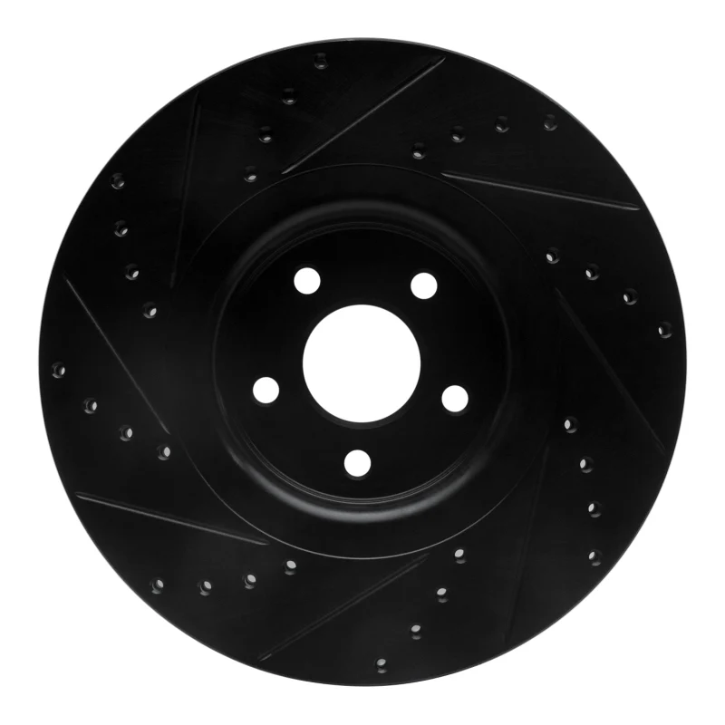 R1 14-18 Ford Focus ST Front Right Drilled & Slotted Black Brake Rotor - Image 3
