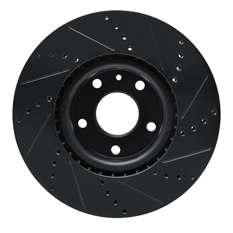 R1 14-19 Chevrolet Corvette Front Left Drilled & Slotted Black Brake Rotor - Image 4