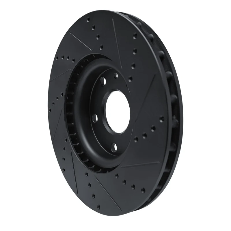 R1 14-19 Chevrolet Corvette Front Left Drilled & Slotted Black Brake Rotor - Image 5