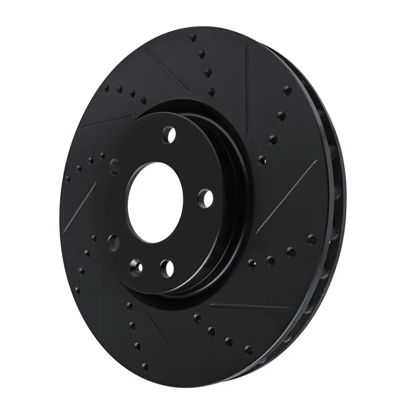 R1 14-19 Chevrolet Corvette Front Right Drilled & Slotted Black Brake Rotor - Image 5