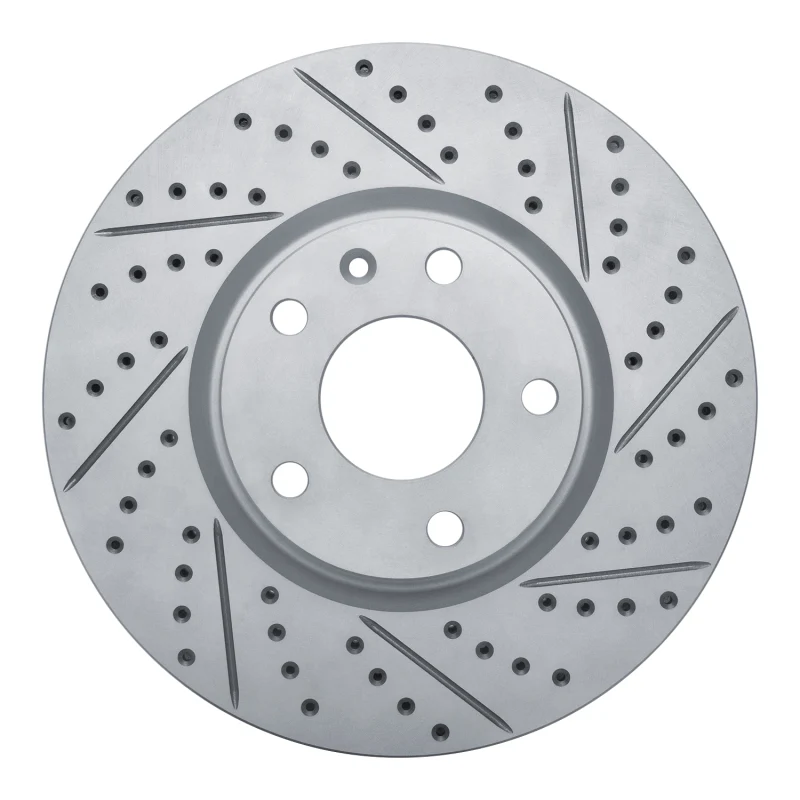 R1 14-19 Chevrolet Corvette Front Right Drilled & Slotted Geo-Carbon Rotor