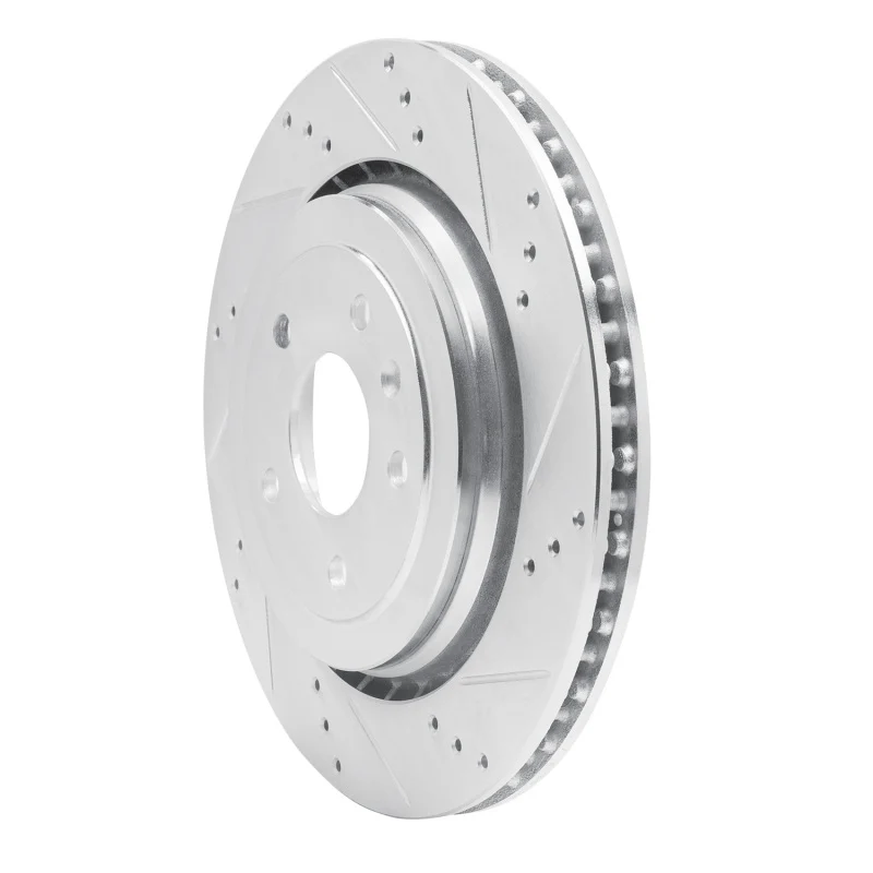 R1 14-19 Chevrolet Corvette Rear Right Drilled & Slotted Silver Brake Rotor - Image 4