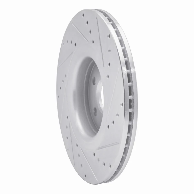 R1 14-19 Ford Focus Front Left Drilled & Slotted Silver Brake Rotor - Image 3