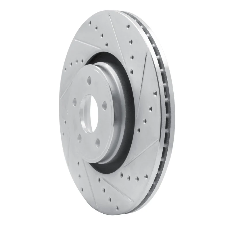 R1 14-19 Ford Focus Front Right Drilled & Slotted Silver Brake Rotor - Image 2