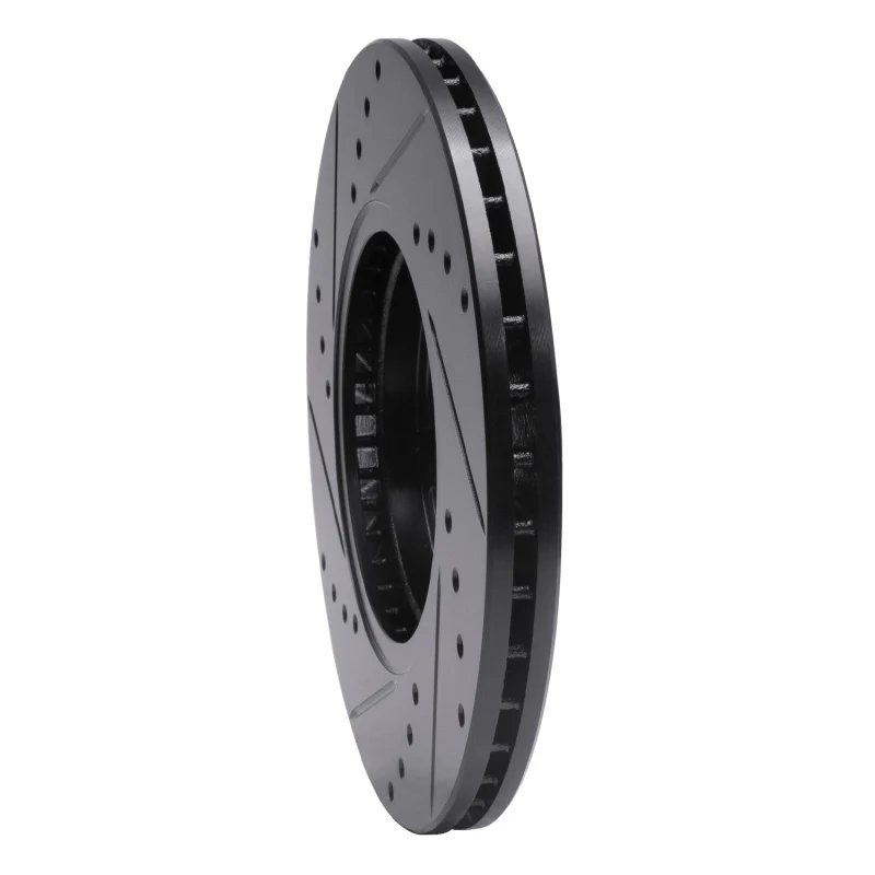 R1 14-23 Ford Fiesta (USA/Canada) Front Right Drilled & Slotted Black Brake Rotor - Image 5