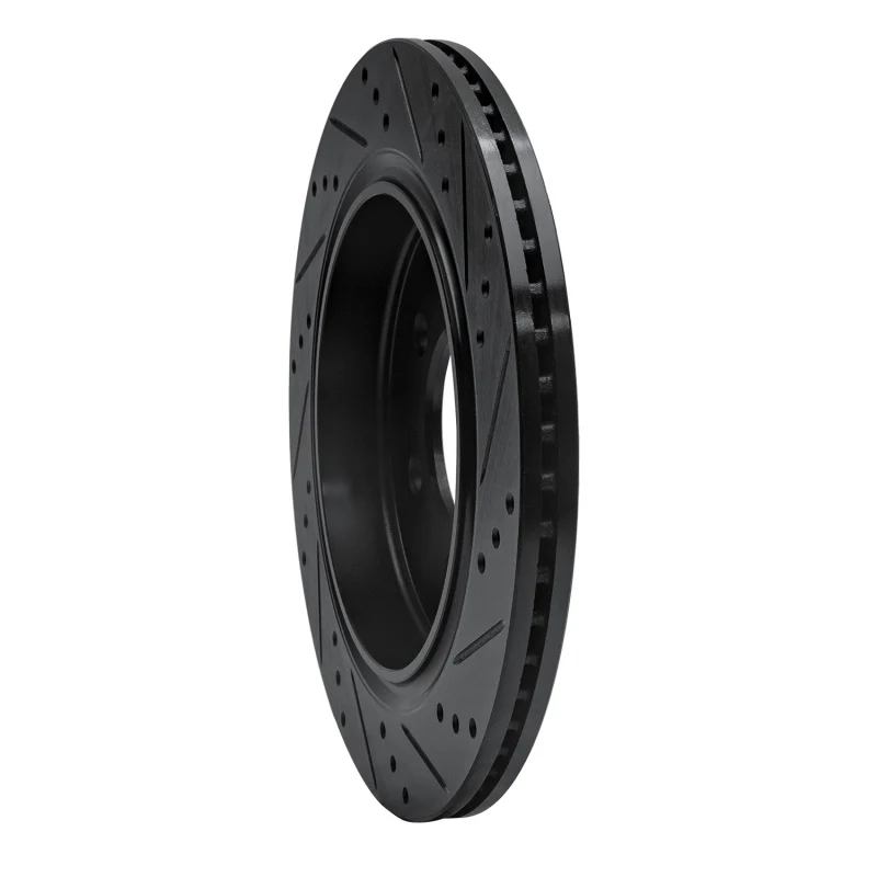 R1 15-17 Ford F-150 4WD Rear Left Drilled & Slotted Black Brake Rotor - Image 2