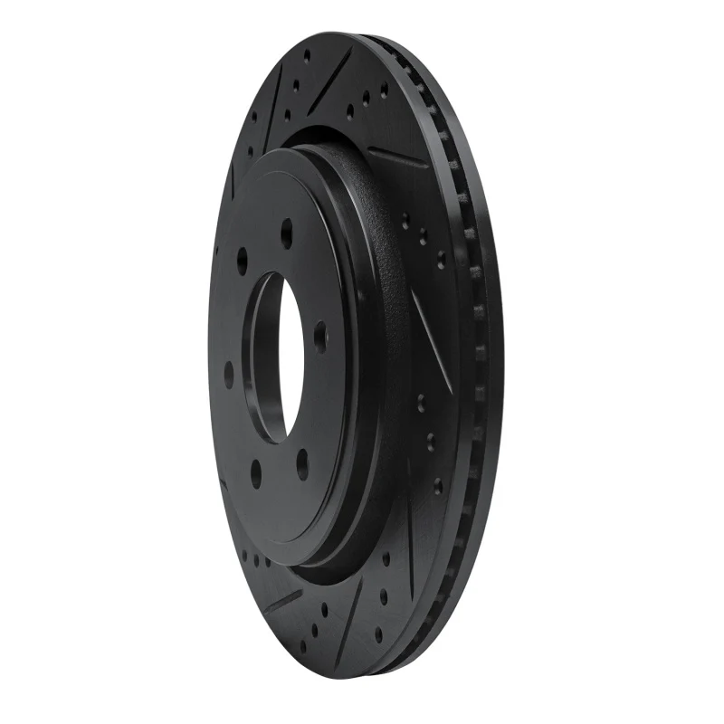 R1 15-17 Ford F-150 4WD Rear Left Drilled & Slotted Black Brake Rotor - Image 4