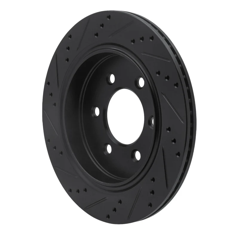 R1 15-17 Ford F-150 RWD Rear Right Drilled & Slotted Black Brake Rotor - Image 3