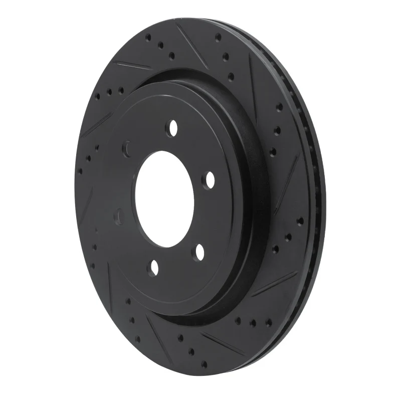 R1 15-17 Ford F-150 RWD Rear Right Drilled & Slotted Black Brake Rotor - Image 4
