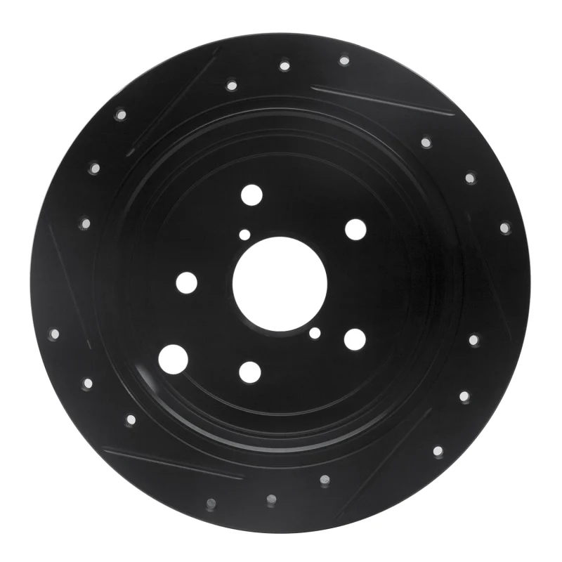 R1 15-21 Subaru WRX Rear Right Drilled & Slotted Black Brake Rotor - Image 5