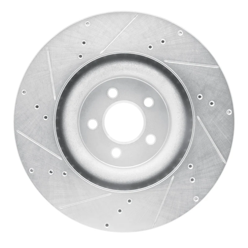 R1 15-23 Ford Mustang Front Right Drilled & Slotted Silver Brake Rotor - Image 3