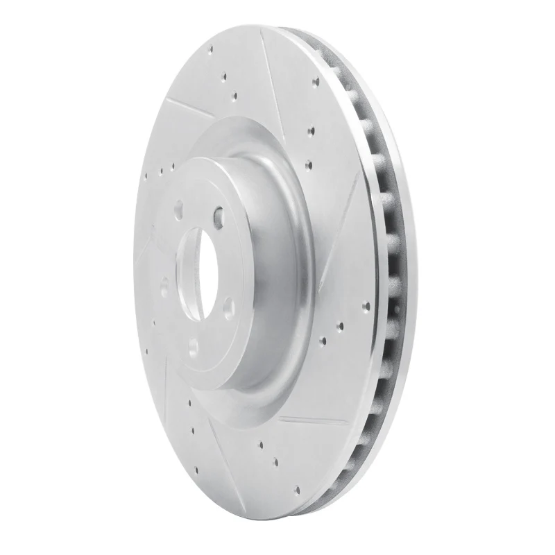 R1 15-23 Ford Mustang Front Right Drilled & Slotted Silver Brake Rotor - Image 5