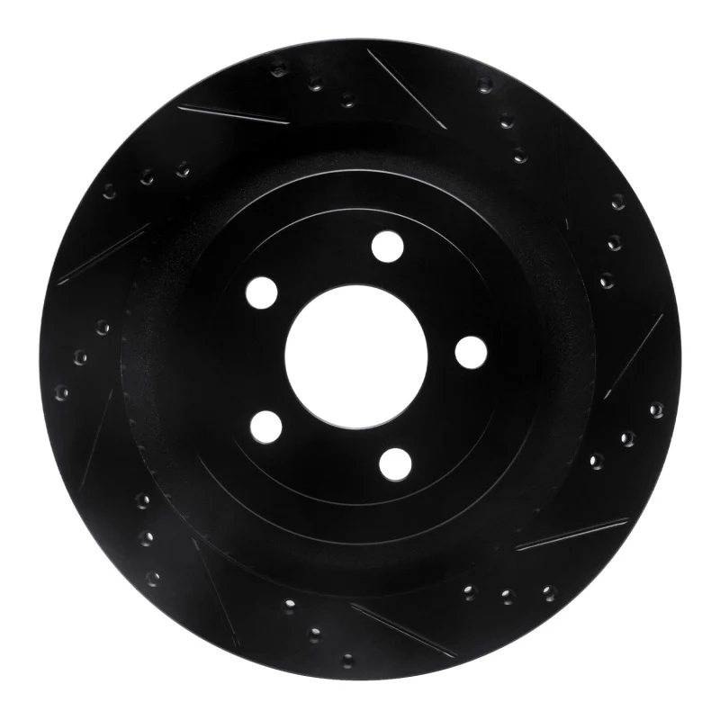 R1 15-23 Ford Mustang Rear Right Drilled & Slotted Black Brake Rotor